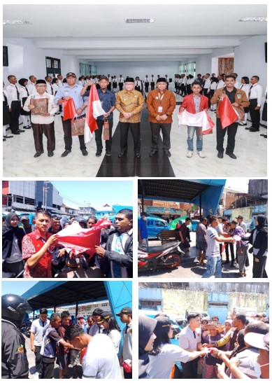 WALI KOTA TERNATE SERAHKAN  1000 BENDERA PADA KEGIATAN GERAKAN NASIONAL 10 JUTA BENDERA